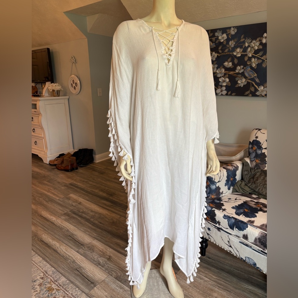 Walter Baker White Tassel Maxi Dress one size fits all, Ivory nwt